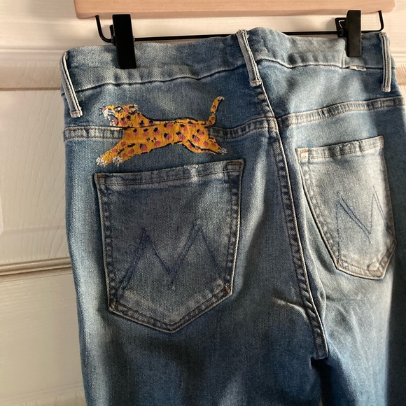 Mother Leopard Fray Ankle Jeans Size 28 - Picture 4 of 8
